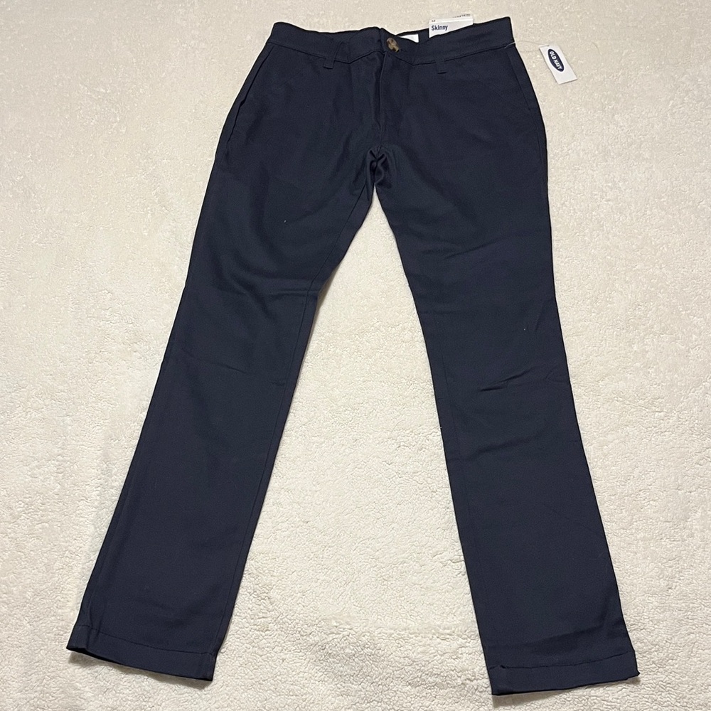 NWT Old Navy Girl's Dark Blue Chinos Skinny Pockets Zip & Button Closure Size 12